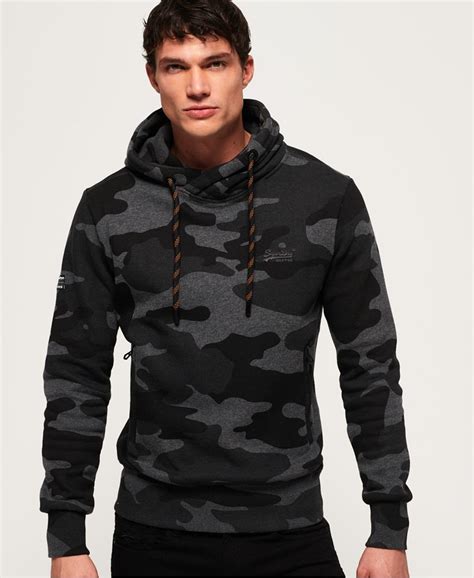 Mens - Urban Hoodie in Urban Charcoal Camo | Superdry UK