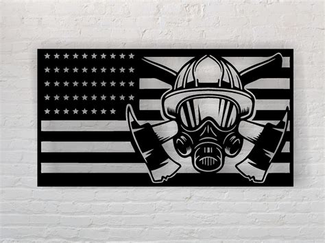 USA Firefighter Flag Vector Laser Cut Files SVG DXF Home Wall - Etsy