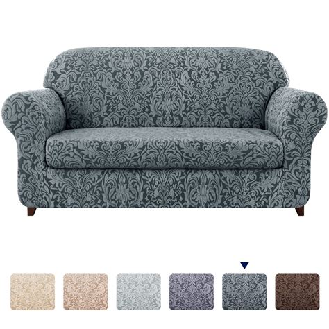 Subrtex 2-piece Jacquard Damask Soft Stretchy Sofa Slipcover Furniture ...