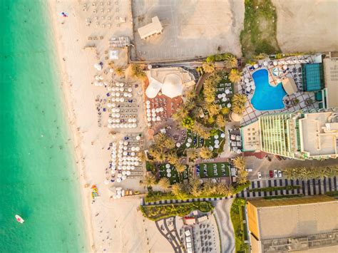 Aerial view of luxury hotel near the beach, Dubai, U.A.E. stock photo