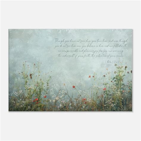 Inspirational Bible Verse 1 Peter 1 8-9, Watercolor Wild Flowers ...