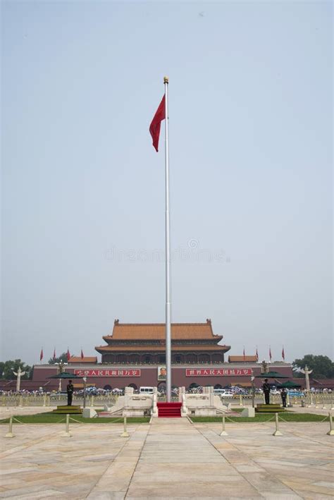 Asian Chinese, Beijing, The Tian'anmen Rostrum, The National Flag Pole Editorial Photography ...