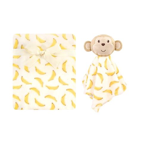 Monkey Banana Plush Blanket and Security Blanket Set | Hudson Baby