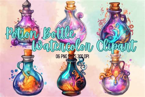 Potion Bottle Watercolor Clipart Graphic by SugarPlum · Creative Fabrica