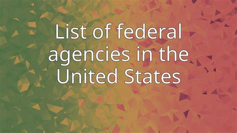 List of federal agencies in the United States - YouTube