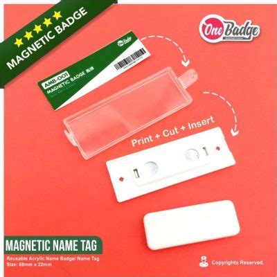 Reusable Magnetic Name Tag | Magnetic Back Name Badge 68mm x 22mm | Rectangle DIY Name Badge ...