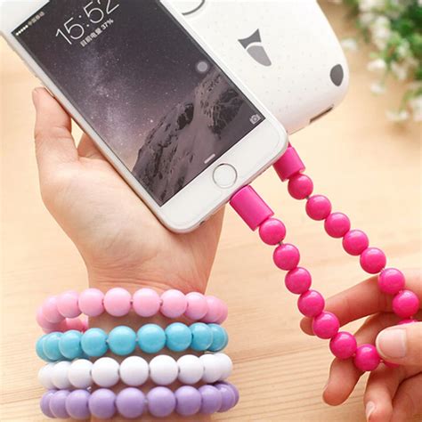 8 Pin Bracelet Mobile Phone Charger Compatible for iPhone 23.7CM Data Beads Cable Charging Cable ...