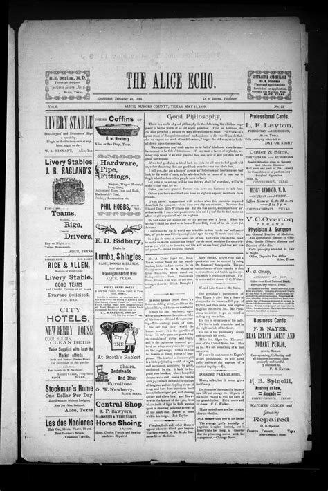 The Alice Echo. (Alice, Tex.), Vol. 6, No. 25, Ed. 1 Thursday, May 11, 1899 - The Portal to ...