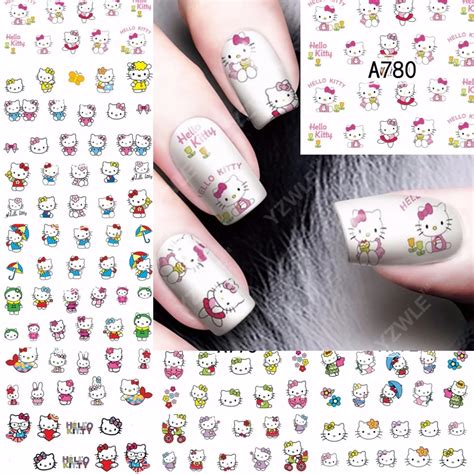 12 sheets beauty Hello Kitty design Nail Art Water Transfer decals NAIL STICKER SLIDER TATTOO ...