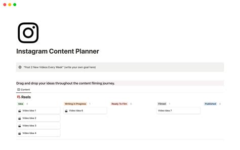 Instagram Content Planner | Notion Template