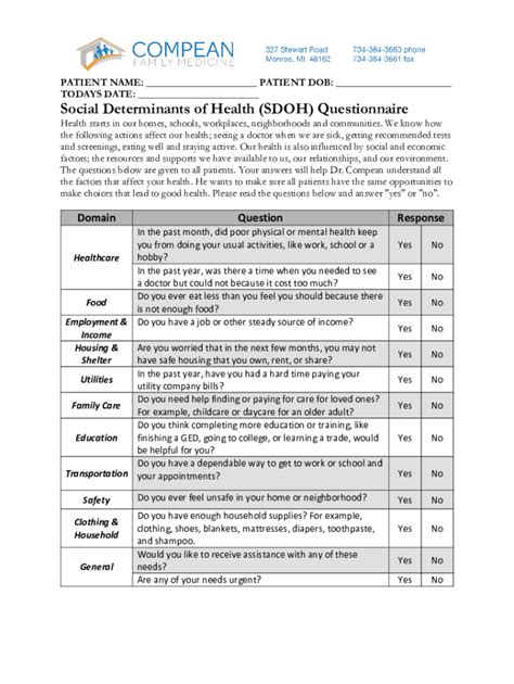 Fillable Online Social Determinants of Health (SDOH) Questionnaire Fax Email Print - pdfFiller