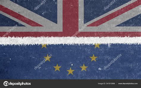 Brexit, Royaume-Uni & UE Drapeaux sur surface texturée — Photographie ...