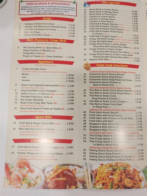 Menu at Full Circle, South Shields