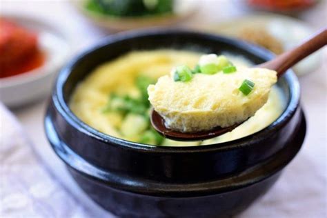 Gyeranjjim (Korean Steamed Eggs) - Korean Bapsang Korean Egg Souffle Recipe, Souffle Recipes ...
