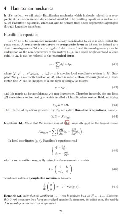 Solved 4 Hamiltonian mechanics In this section, we will | Chegg.com