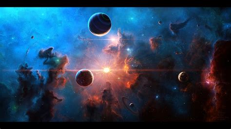 Wallpaper : planet, stars, space art, Moon, nebula, atmosphere, universe, screenshot, computer ...