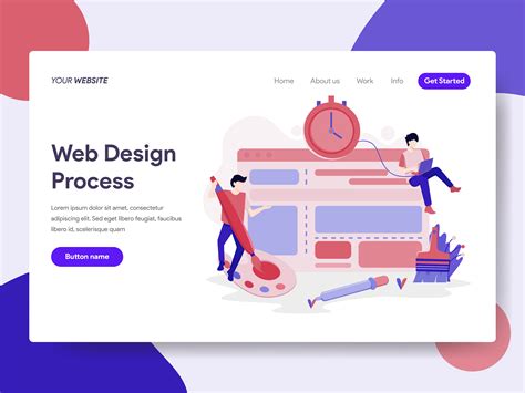 Landing page template of Website Design Process Illustration Concept. Isometric flat design ...