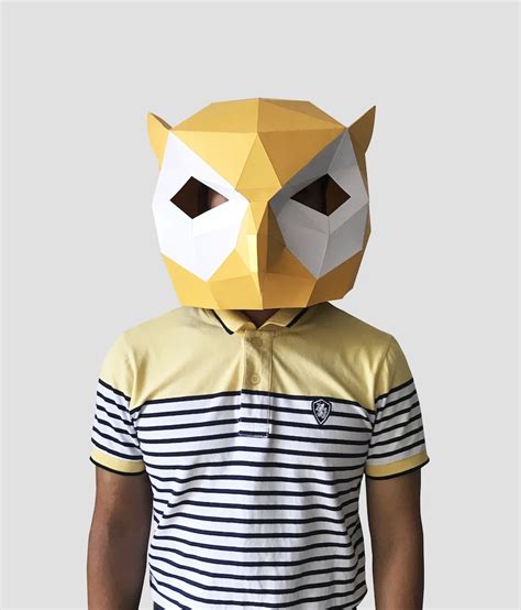 Owl mask template paper mask papercraft mask masks 3d | Etsy