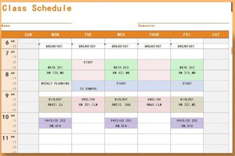 Daily Schedule Excel Template