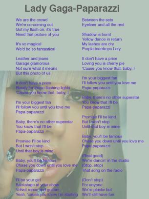 Lady Gaga Paparazzi Lyrics Sheet