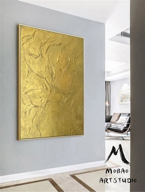 Gold 3D Textured Paintinggold Leaf Painting Large Wall Art - Etsy