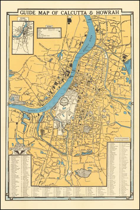 Guide Map of Calcutta & Howrah - Barry Lawrence Ruderman Antique Maps Inc.