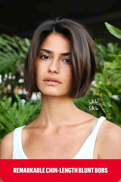 Lived-In Chin-Length Blunt Bob Cut with Brown Balayage Line Bob Haircut, Bob Haircut For Fine ...