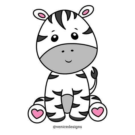 Baby Zebra Cartoon Drawing, Baby Zebra Cute Illustration Free Vector ...