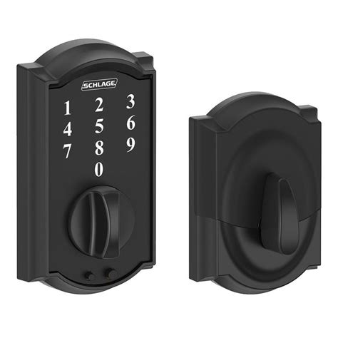 Schlage BE Touch Camelot Matte Black Single-Cylinder Deadbolt Lighted ...