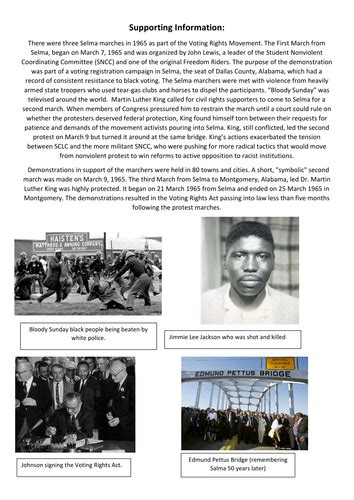 American Civil Rights: March on Selma & Voting Rights Act 1965. | Teaching Resources