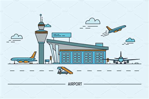 Building Airport | Custom-Designed Illustrations ~ Creative Market