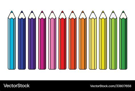 Twelve colored pencils in cartoon style for your Vector Image