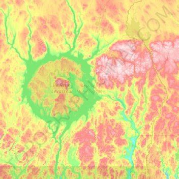 Manicouagan Reservoir topographic map, elevation, terrain