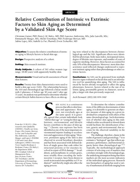 (PDF) Relative Contribution of Intrinsic vs Extrinsic Factors to Skin ...