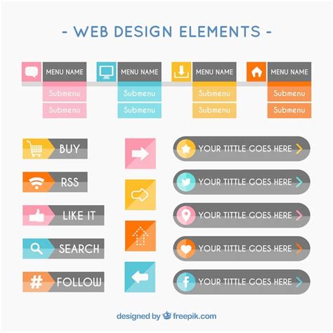Web design elements in flat style Vector | Free Download