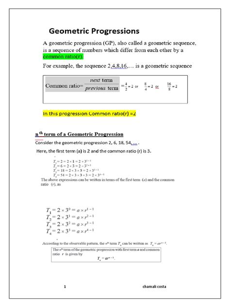 Geometric progressions | PDF