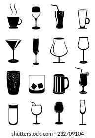 Alcohol Drinks Glasses Icons Set Stock Vector (Royalty Free) 232709104 | Shutterstock