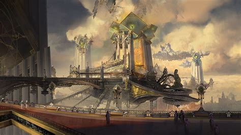 Steampunk floating city, DOVE ART. Floating city, Sci fi landscape, Concept art characters, HD ...