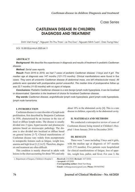 Castleman disease in children: Diagnosis and treatment