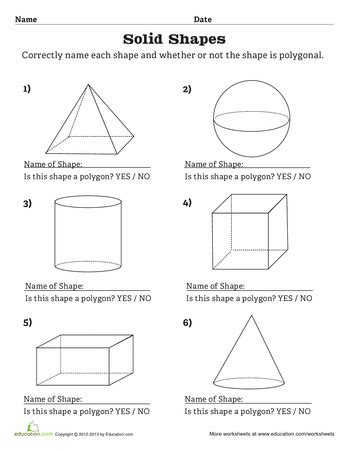 Geometric Solids Worksheets