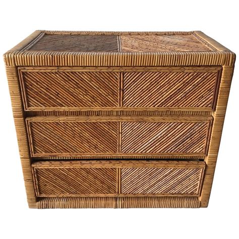 Rattan Wicker Bamboo Reed Dresser or Chest of Drawers at 1stDibs