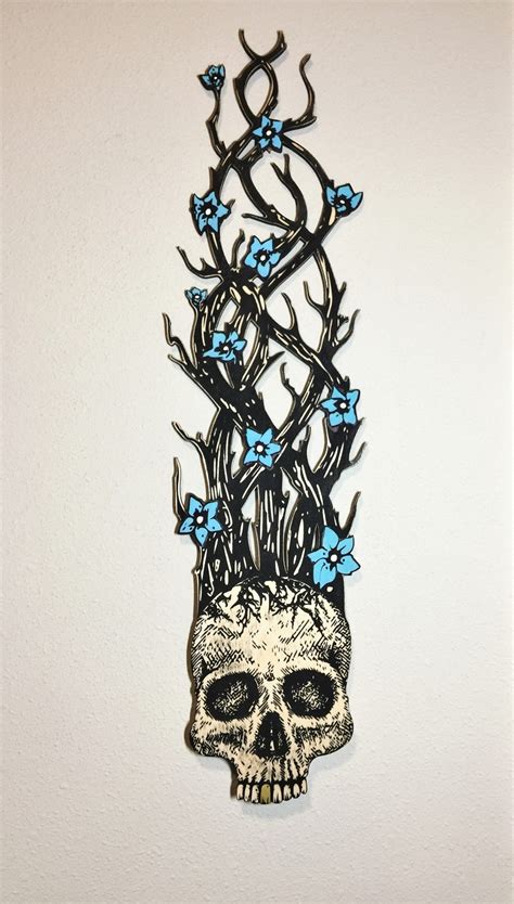 Skull Tree Wall Art Engraved and Hand Painted on Birch Wood - Etsy