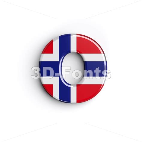 norwegian flag font O | Small letter on white background