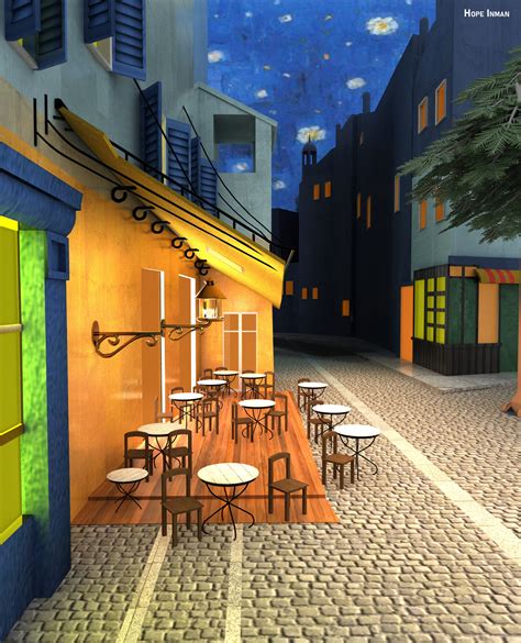 ArtStation - 3D Model of Café Terrace At Night