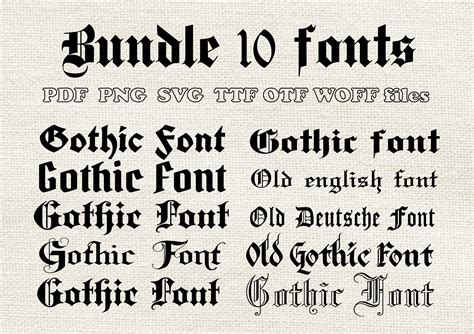 Gothic, Old English, and German Style Font Bundle, Font for Design and Crafts Otf Installation ...