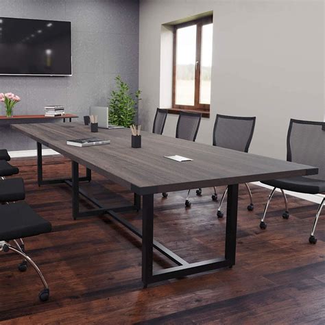 Amazon.com: 8 Foot - 16 Foot Modern Conference Room Table with Metal Base & Metal Accents (12ft ...