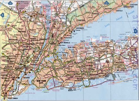 Long Island road map image. Detailed highway map of Long Island