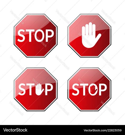 Stop traffic road signs set Royalty Free Vector Image