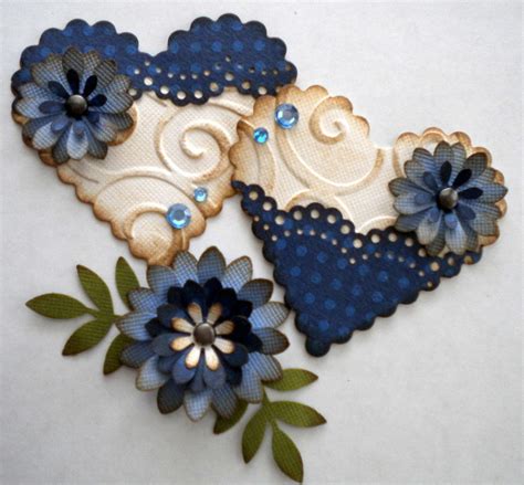 Vintage Heart Embellishment Set . Blue Subtle Love