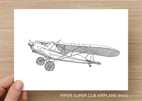 PIPER SUPER CUB Airplane - Plane, Fly, Travel, Flight, Ink Drawing ...